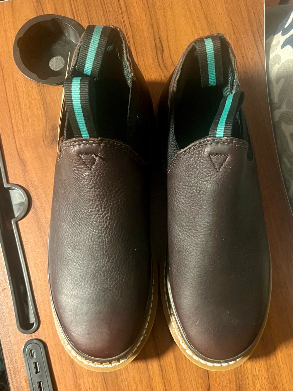 Georgia Boot Brown Leather Slip-On Work Loafers - Picture 2 of 4